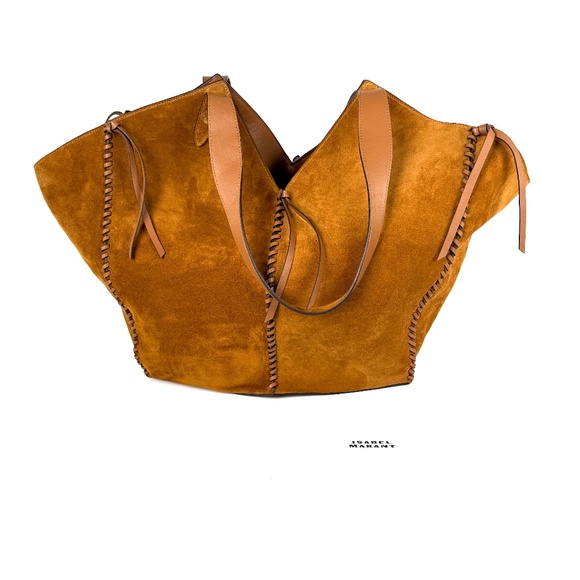 Isabel Marant Tampa Braided Leather Trim Brown Suede 2025 Tote Shoulder Bag - Picture 3 of 13